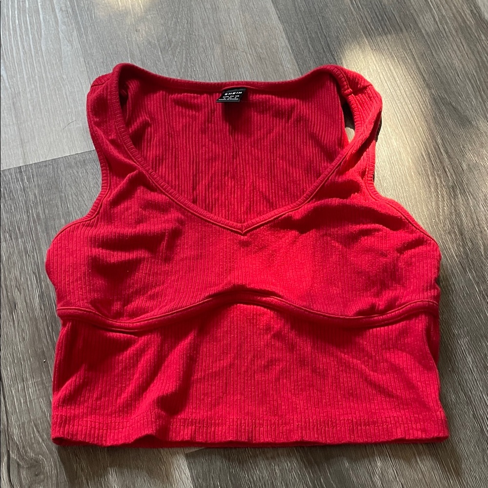 Red Ribbed Tank Top S/M
